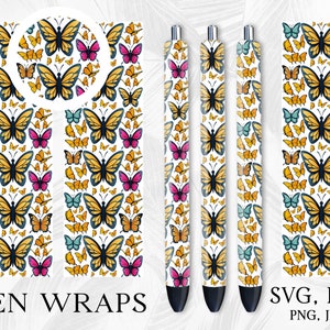 Butterfly Pen Wrap, Pen Wraps, Pen Wrap Svg, Sublimation Pen Wrap, Pen Wrap Png, Glitter Pen Wrap, Waterslide Pen Wrap, Inkjoy Pen Wrap