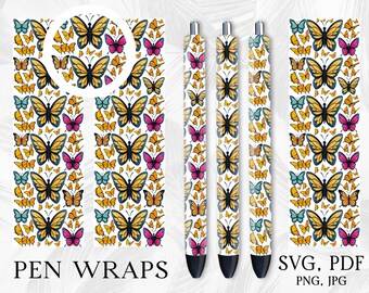 Butterfly Pen Wrap, Pen Wraps, Pen Wrap Svg, Sublimation Pen Wrap, Pen Wrap Png, Glitter Pen Wrap, Waterslide Pen Wrap, Inkjoy Pen Wrap