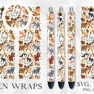 Dog Pen Wrap, Animal Pen Wraps, Pen Wrap Svg, Sublimation Pen Wrap, Pen Wrap Png, Glitter Pen, Waterslide Pen Wrap, Inkjoy Pen Wrap