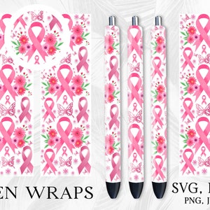 Breast Cancer Pen WrapDesign For Sublimation, Pen Wrap Png, Glitter Pen Wraps, Epoxy Pen Wraps Svg, Pen Wraps For Vinyl, InkjoyPen Wrap