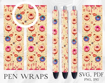 Donuts Pen Wrap, Pen WrapDesign,Pen WrapSvg,Sublimation Pen Wrap, Pen Wrap Png, Glitter Pen Wraps, Waterslide Pen Wrap, InkjoyPen Wrap