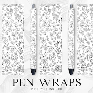 Flower Art Pen Wrap, Pen Wrap Svg, Sublimation Pen Wrap Design, Epoxy Pen Wraps, Glitter Pen Wraps, Pen Wraps For Vinyl, InkJoy Pen Wraps