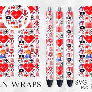 Nurse Pen Wrap, Pen Wraps, Pen Wrap Svg, Sublimation Pen Wrap, Pen Wrap Png, Glitter Pen Wrap, Waterslide Pen Wrap, Medical Pen Wrap