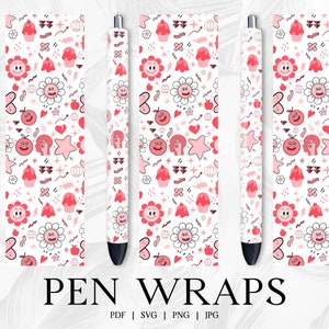 Cute Smile Pen Wrap Design For Sublimation, Pen Wrap Png, Glitter Pen Wraps, Epoxy Pen Wraps Svg, Pen Wraps For Vinyl, Inkjoy Pen Wrap