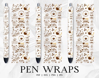 Coffee pen wrap, Pen Wrap Svg, Sublimation Pen Wrap Design, Epoxy Pen WrapsSvg, Glitter Pen Wraps, Pen Wraps For Vinyl, InkJoy Pen Wraps