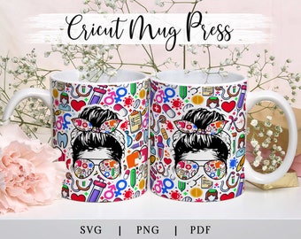 Nurse Mug Wraps, Cricut Mug Press Svg, Mug Wrap Sublimation, Infusible Ink Sheet Svg, Cricut Mug Wrap Svg, Coffee Mug SVG, Medical Mug Wrap