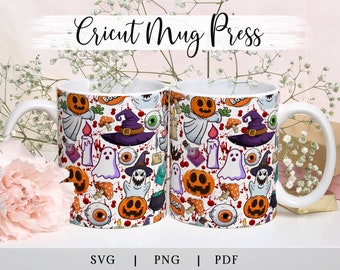 Halloween Mug Wrap, Cricut Mug Press Svg, Mug Wrap Sublimation Infusible Ink Sheet Svg, Cricut Mug Wrap Svg, Coffee Mug SVG, Halloween Gifts