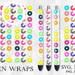 Donuts Pen Wrap, Pen Wraps, Pen Wrap Svg, Sublimation Pen Wrap, Pen Wrap Png, Glitter Pen Wrap, Waterslide Pen Wrap, Food Pen Wrap