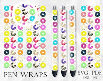 Donuts Pen Wrap, Pen Wraps, Pen Wrap Svg, Sublimation Pen Wrap, Pen Wrap Png, Glitter Pen Wrap, Waterslide Pen Wrap, Food Pen Wrap
