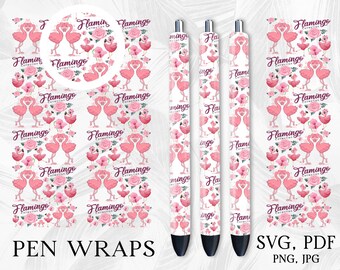 Flamingo Pen Wrap, Pen Wrap Svg, Sublimation Pen Wrap Design, Epoxy Pen WrapsSvg, Glitter Pen Wraps, Pen Wraps For Vinyl, InkJoy Pen Wraps