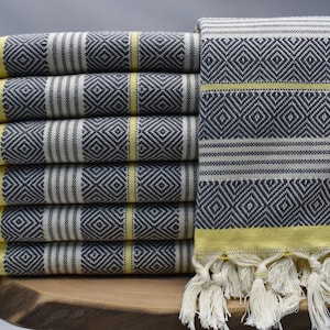 turkish hammam towel, personalized towel, bath towel, bachelor towel, shower towel, turkish peshtemal 40 x 75 inch sarı-kgri Striped-D,D1