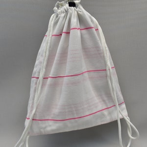 multi purpose towel bag, beach backpack, turkish towel bag, organic cotton bag, back and towel, beach bag, white-fuchsia 12x16 inch Sultan