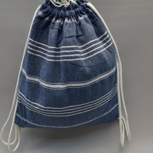 navy blue back and peshtemal, beach peshtemal bag, turkish towel bag, organic cotton bag, towel bag, beach bag, 12x16 inch pool bag Sultan
