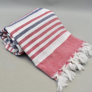 striped blanket, turkish blanket, organic cotton blanket, beach blanket, camping blanket, bed blanket, picnic blanket, 56x84 inch MDL-16 k.ö