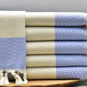 Organic Turkish Cotton Hand Towel: Blue Diamond Peshkir
