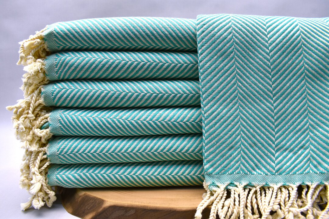 Mint Green Herringbone Towel, Turkish Peshtemal, Sauna Towel, Yoga Towel, Pool Towel, Organic