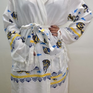 Turkish Cotton Robe: Personalized Peshtemal Bathrobe, Beach Cover-Up