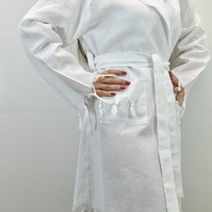 organic cotton bathrobe, unisex robes, wedding gift robe pajamas, custom bathrobe, hammam  dress, hotel robe, robe for men, White, Düz