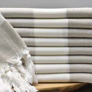 personalized gifts, bridesmaid gift towel, turkish bath towel, beach towel, 36 x 64 cotton towel, thin towel, sauna towel, beige-white, DIZE