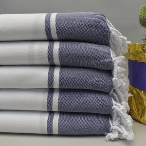 turkish blanket, navy blue blanket, picnic blanket, throw blanket, cotton blanket, striped yoga blanket, beach blanket 76 x 76 inch Klasik