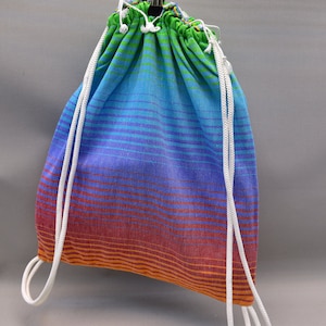 colorful backpack, turkish towel bag, peshtemal beach bag, back and towel, beach backpack, summer backpack, pool bag 12x16 inch Rainbow-1