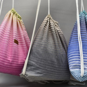 3 pieces set backpack, summer backpack, turkish towel bag, weekender bag, beach backpack, gift bag, pool bag 14x18 inch Rainbow-bp set-3