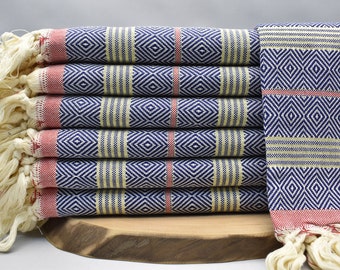 turkish towel, beach peshtemal, sauna towel, bath towel, yoga towel, pool towel, cotton spa towel, 40 x 75 sim red-navy inch Striped-D,D1