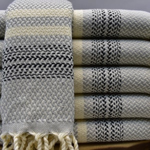 hand towel, peshkir, bath towel, head towel, turkish towel, tea towel, face towel, organic cotton towel 18 x 40 inch gray başak-PSHKR,G2