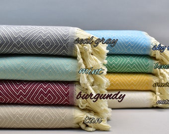Handmade Turkish Cotton Throw Blanket: Bed Cover, Sofa Blanket