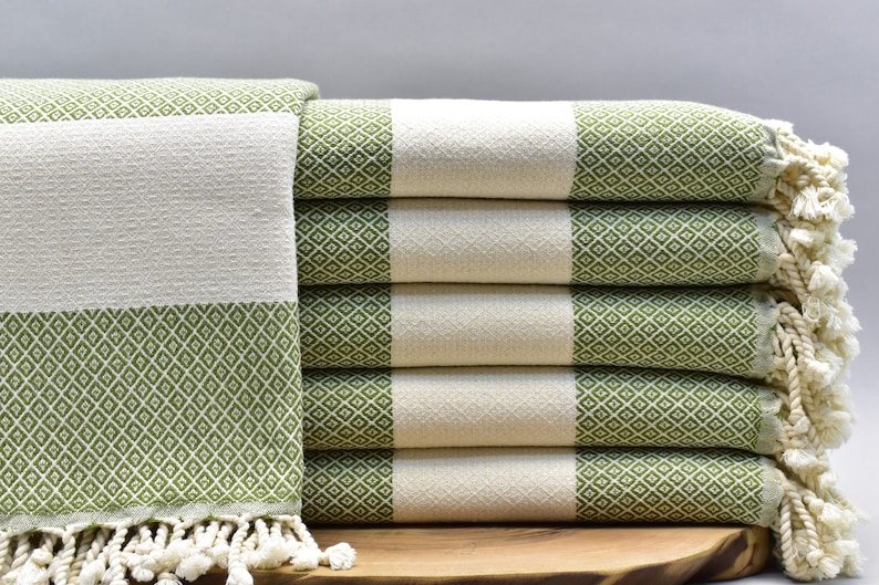 turkish towel, turkey towel, peshtemal towel, beach towel, pool towel, bath towel, wholesale towel, bulk towel 36x68 inch emerald, Kusgozu image 1