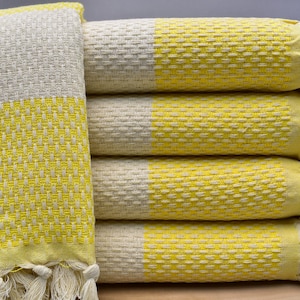 yellow hand towel, peshkir towel, tea towel, head towel, turkish towel, face towel, natural towel, cotton towel 18 x 40 inch Leke-PSHKR