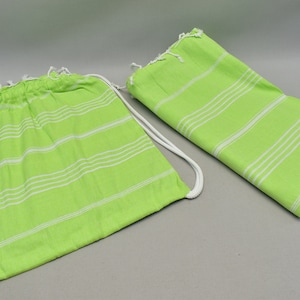 turkish towel backpack, organic cotton bag, beach backpack, back and towel, multi purpose towel bag, soft beach bag, 12x16 inch lime, Sultan