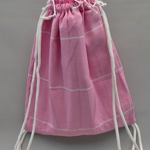 handmade beach bag, turkish towel bag, organic cotton bag, back and towel, personalized towel bag, 12x16 inch beach backpack, candy, Sultan