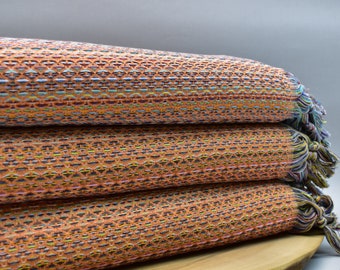 Turkish blanket, turkish bedspread, throw blanket, sofa blanket, bed cover, cotton blanket, sofa cover, picnic blanket, Mustard 80x104 inch