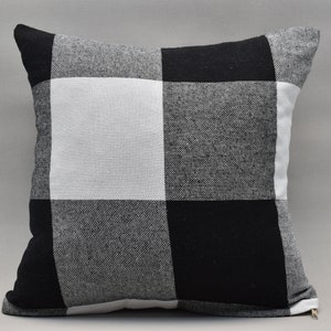 organic cotton pillow cover, turkish pillow, peshtemal pillow, throw pillow, 16 x 16 inch sofa pillow, couch pillow, plaid pillow, Black-W