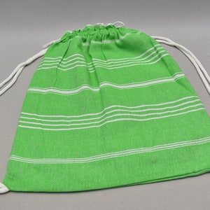 back and towel, beach backpack, turkish peshtemal bag, organic cotton beach bag, multi purpose towel pool bag, 12x16 inch, pistachio Sultan
