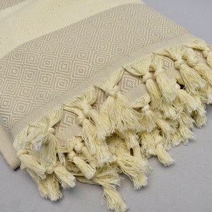 sofa blanket, turkish blanket, bed cover, cozy blanket, handmade blanket, organic soft bedspread, wedding gift 79 x 91 inch, sand Elmas-pike