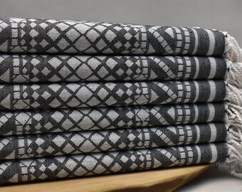 wedding gift towel, bachelorette party towel, bath towel, turkish towel, organic cotton towel, beach towel, 40 x 70 inch black-1, JK - Kilim