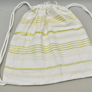 beach backpack, turkish peshtemal bag, organic cotton summer bag, back and towel, multi purpose towel bag 12x16 inch white-simgold Sultan