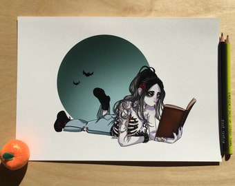 Histoire sans fin Paysage Art Imprimer | Fille squelette