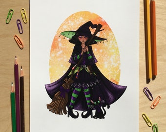 Chaque petite chose Portrait Art Print | Sorcière mignonne