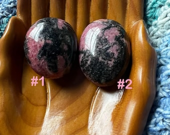 Pink rhodonite palmstones