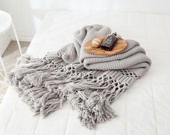 Couverture de canapé tricotée à la main pastel, couette européenne faite à la main, couette en tissu de qualité, couverture douce, couverture tricotée Chunky