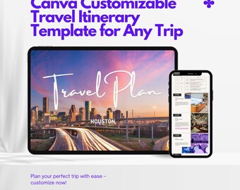 Customizable Travel Itinerary Template | Editable Canva Planner for Any Trip | Instant Download"**