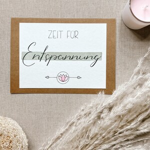 Grußkarte "Zeit für Entspannung" | handgemalt | Gutschein | Klappkarte DIN A6 Umschlag