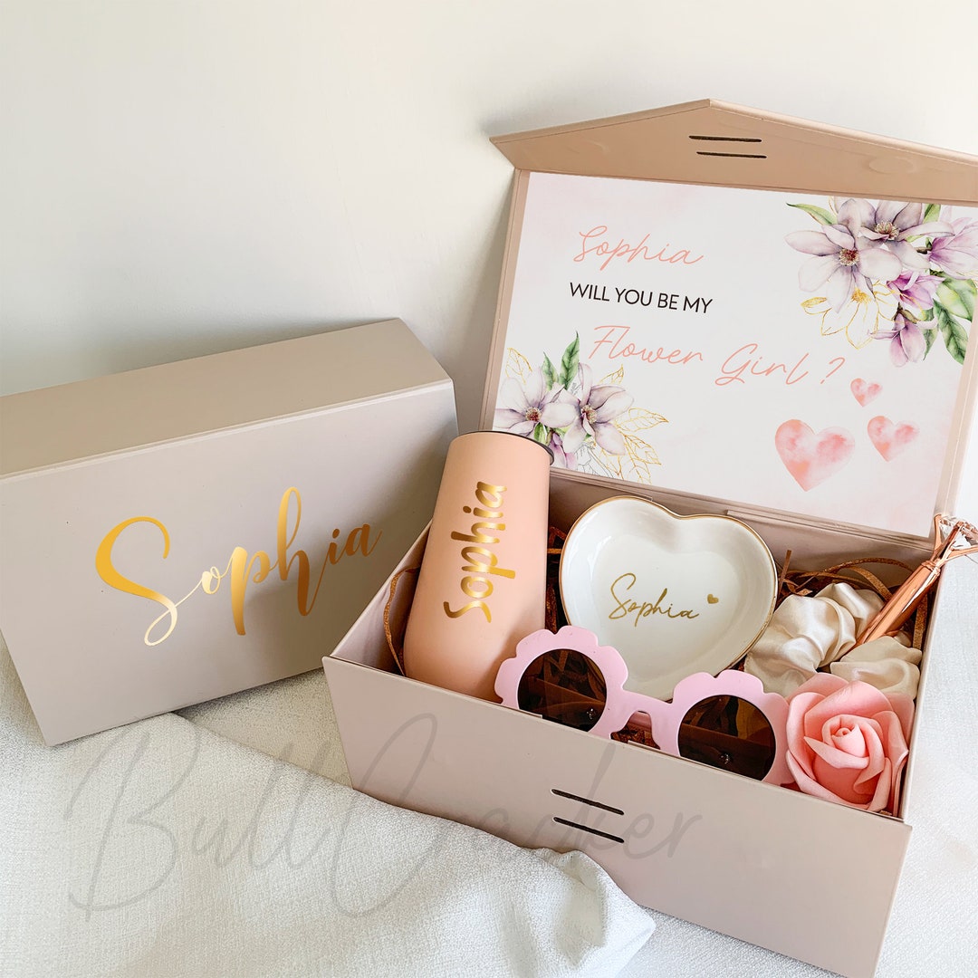 Personalised Flower Girl Proposal Box, Wedding Box With Ribbon, Will