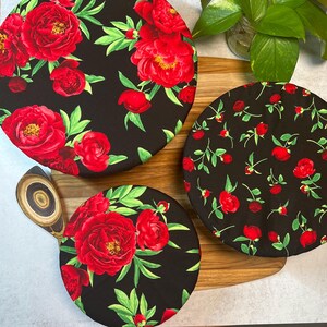 Red Roses | Set of 3 Bowl Covers | Small, Medium, Large