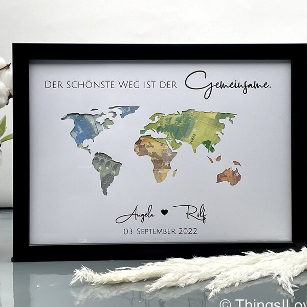 personalized wedding gift world map | cash gift for wedding | special gift idea for wedding | wedding gift girlfriend