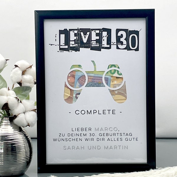 personalisiertes Geldgeschenk zum 30. Geburtstag Gamer | Geburtstagsgeschenk Geld Level 30 | besondere Geschenkidee zum Geburtstag