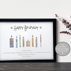 Geldgeschenk zum Geburtstag personalisiert Kerzen | Geburtstagsgeschenk Geld | besondere Geschenkidee zum Geburtstag